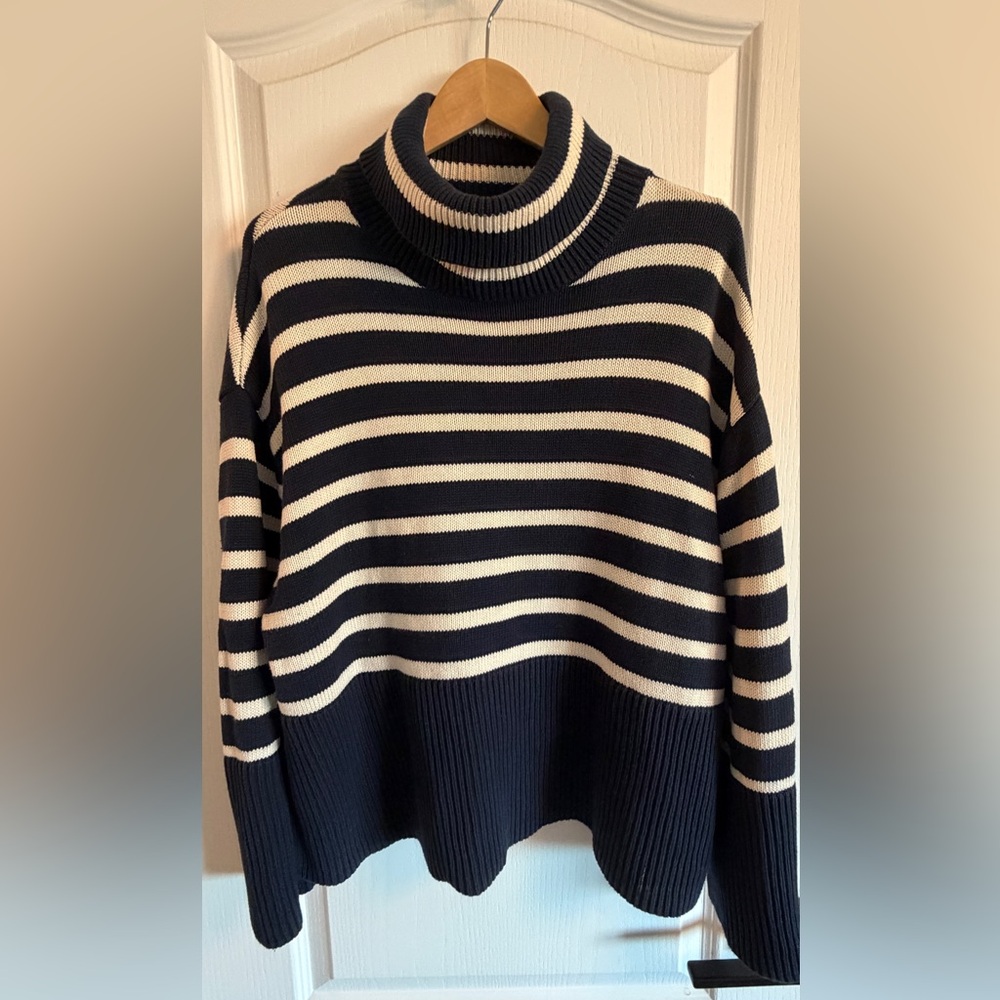 GAP Navy and Cream Striped Sweater